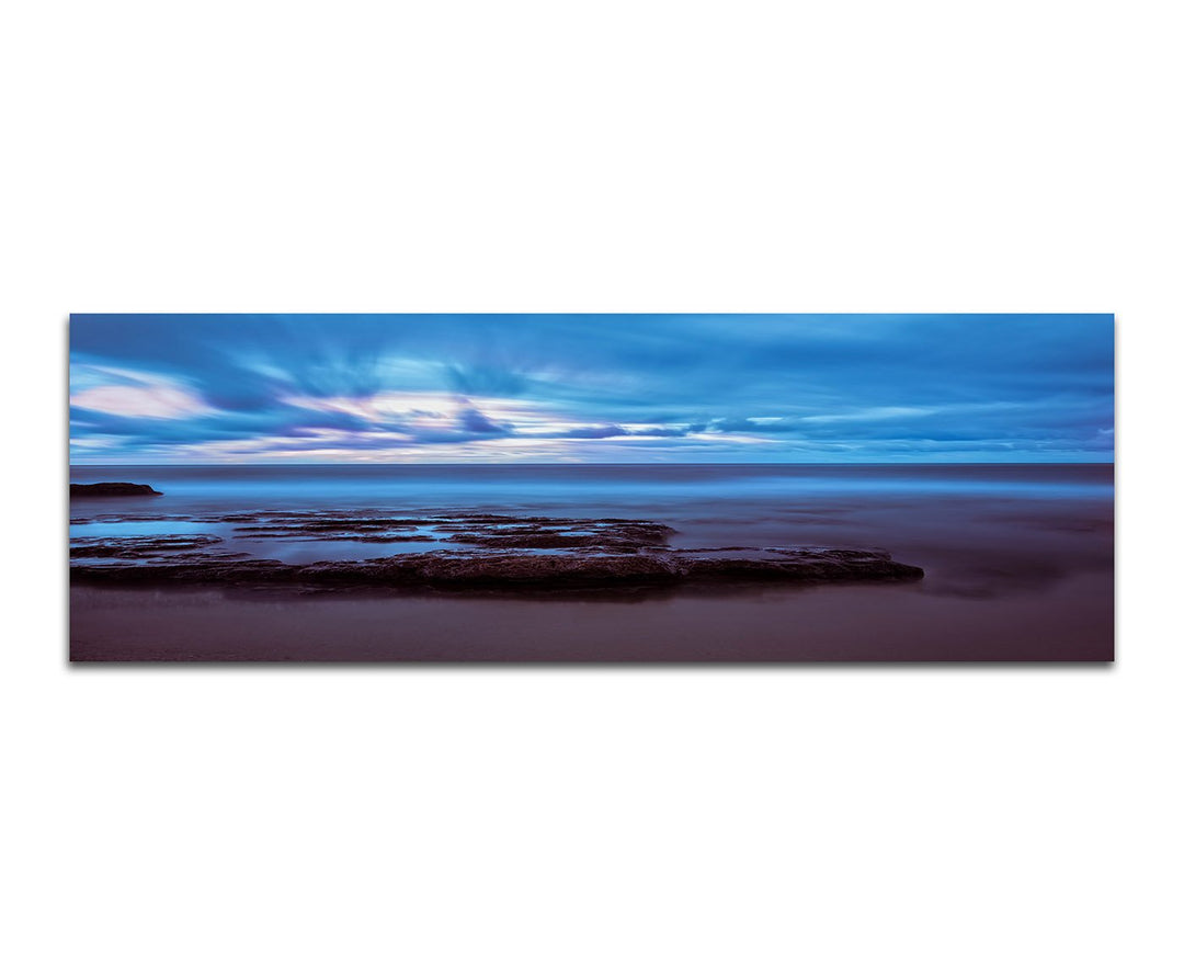 Paul Sinus Art Panoramabild auf Leinwand und Keilrahmen 150x50cm Sizilien Strand Meer Sonnenuntergan