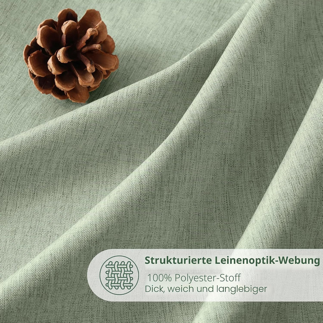 VANZAVANZU Duschvorhang Leinen mit Metall Duschvorhangringe Stoff Textil Badewannenvorhang Anti Schi