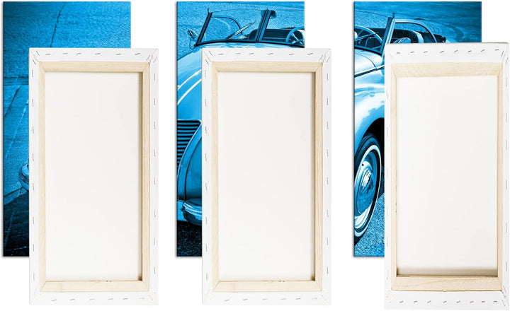 deyoli Alter Oldtimer klassiker Format 120x80 3Teilig Effekt: Monocrome Blau als Leinwandbild, Motiv