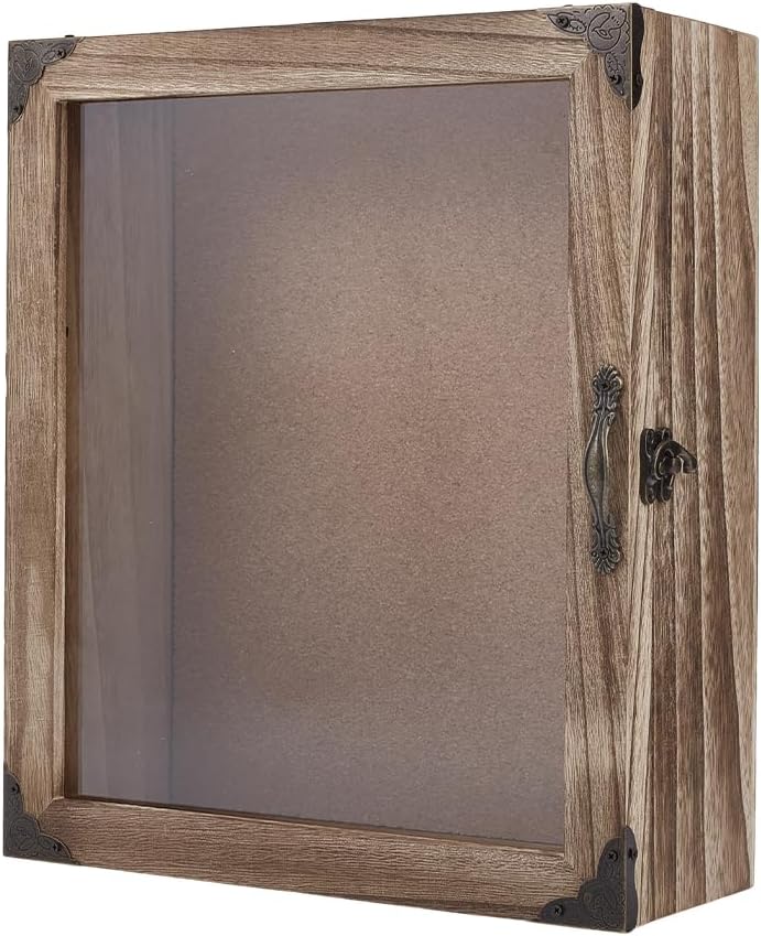 NBEADS 3D Bilderrahmen Holz Shadow Box, Tiefe 12cm Kiefern Ausstellungsgehäuse Mit Acryl Sichtfenste