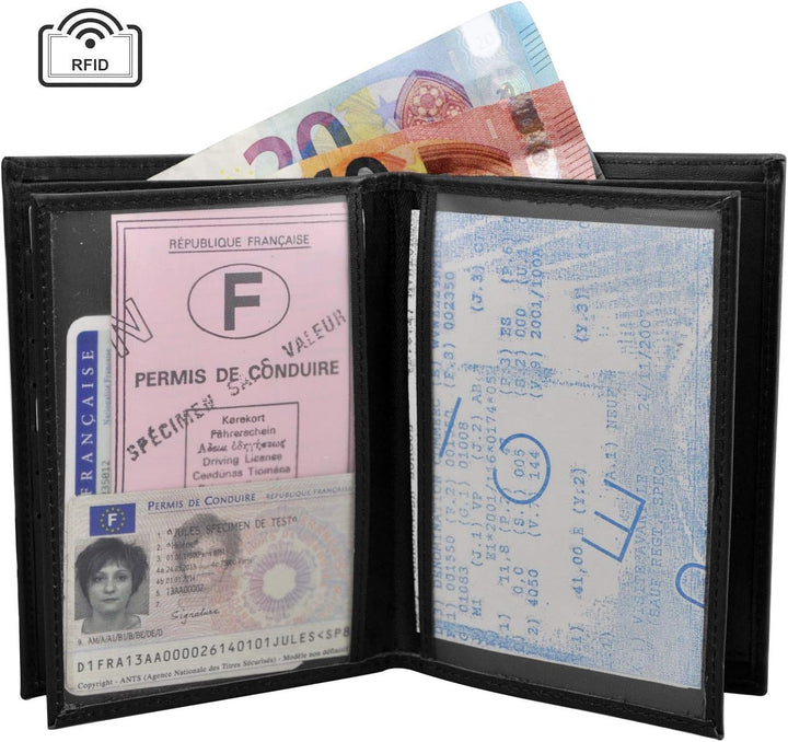 Charmoni - Max – Grosse Geldbörse – Herrengeldbörse – Anti-Piraterie – RFID-Blockierung – 4 Klappen