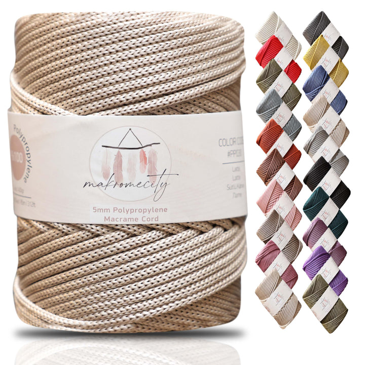 Makromecity Makramee Garn 5mm x 95m Premium Polyester Makramee Schnur Polypropylene Yarn Basteln für