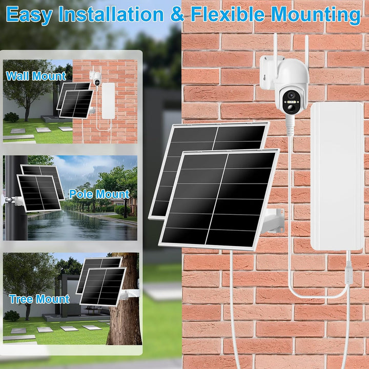40W Solarpanel mit 24000mAh Akku für Überwachungskameras | 5V/12V Einstellbarer Ausgang, USB-C &amp; DC-