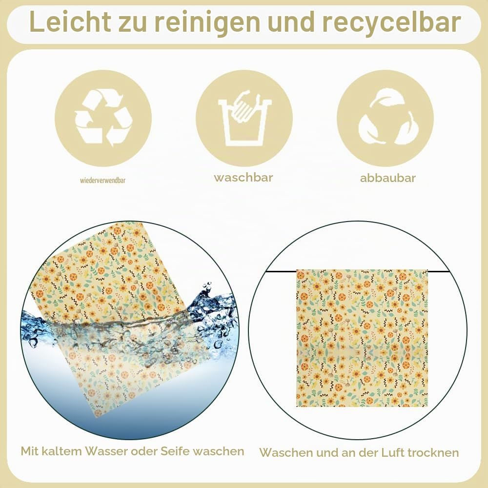 1 Rolle Bienenwachstücher, Wachspapier für Lebensmittel, Wiederverwendbare Bienenwachstücher zum Ein