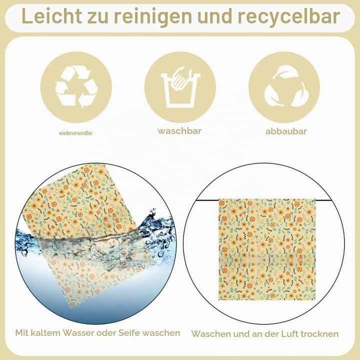 1 Rolle Bienenwachstücher, Wachspapier für Lebensmittel, Wiederverwendbare Bienenwachstücher zum Ein