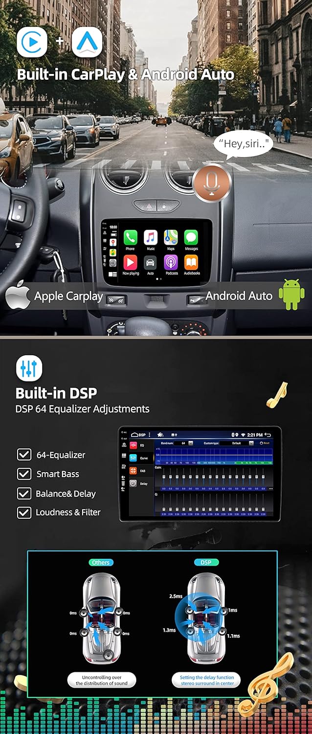 Android 12 IPS Autoradio Passt für Renault Dacia Duster Arkana (2015-2018) - 4G+64G - Eingebaut DSP/