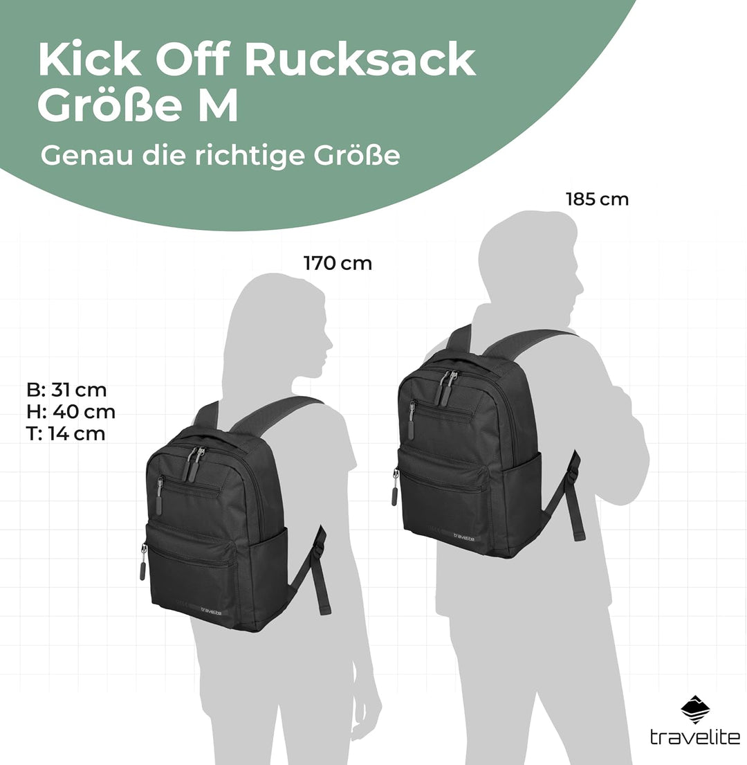 Travelite Handgepäck Rucksack mit gepoltertem Laptopfach, Laptop Rucksack 13 Zoll, KICK OFF, Tagesru