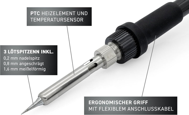 GALLUNOPTIMAL Lötstation Pionier 110 – 68 Watt – temperaturgeregelt - mit Temperatur-Display und Tem