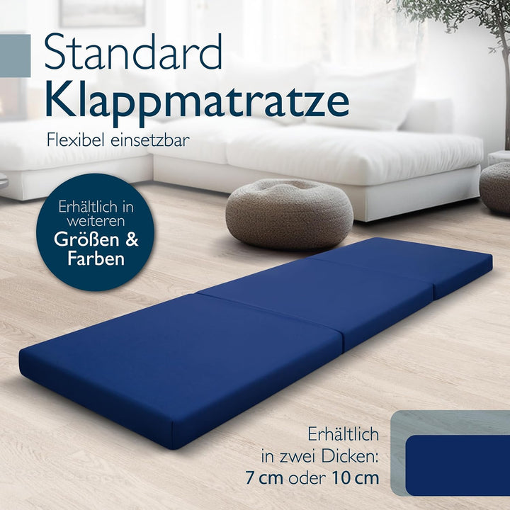 Beautissu Klappmatratze Gästebett klappbar Faltmatratze mit Tragegriff | 60x190cm Dunkelblau faltbar