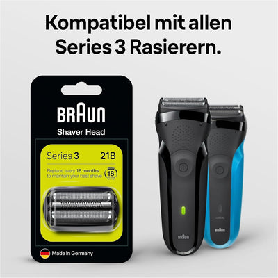 Braun Series 3 Scherkopf, Elektrorasierer Ersatzscherteil für Rasierer Herren, Made in Germany, 21B,