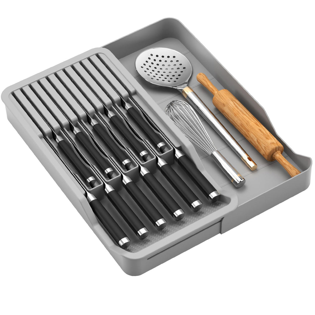 Messerhalter Schublade, Rutschfestem Messer Organizer Schublade Zwei-Schicht-Auszug für 11 Messer, K