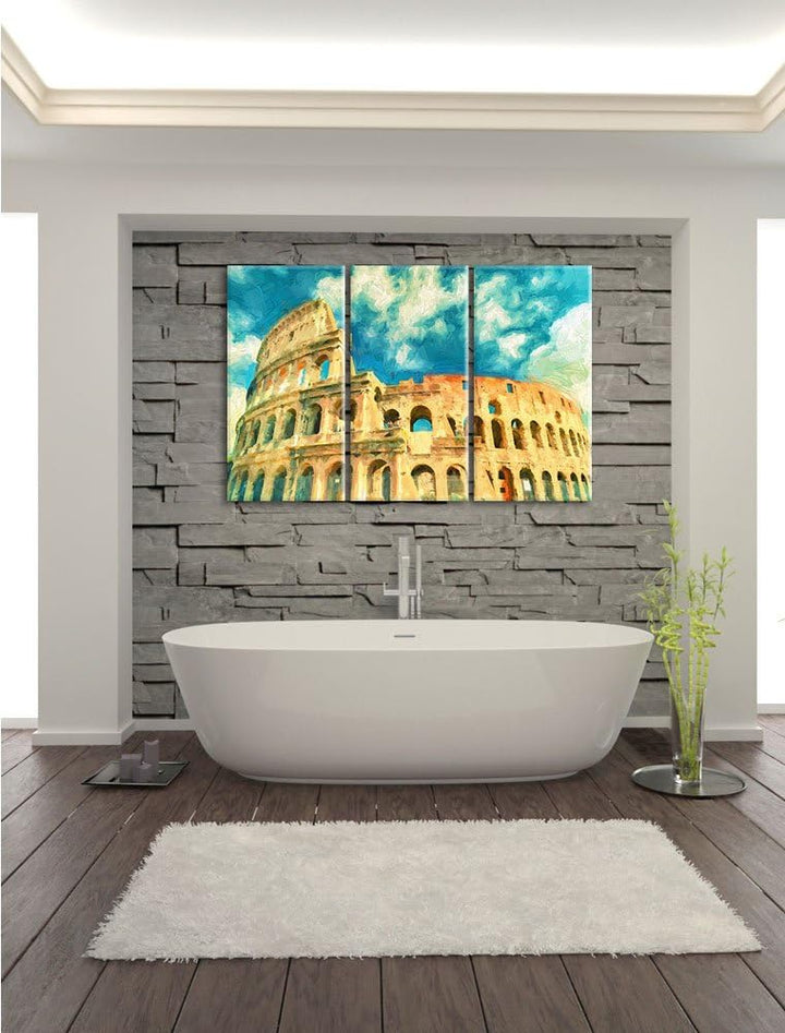 Pixxprint Colosseum bei Tag in Rom als Leinwandbild/Grösse: 3 Teilig (120x80) cm/Wandbild/Kunstdruck