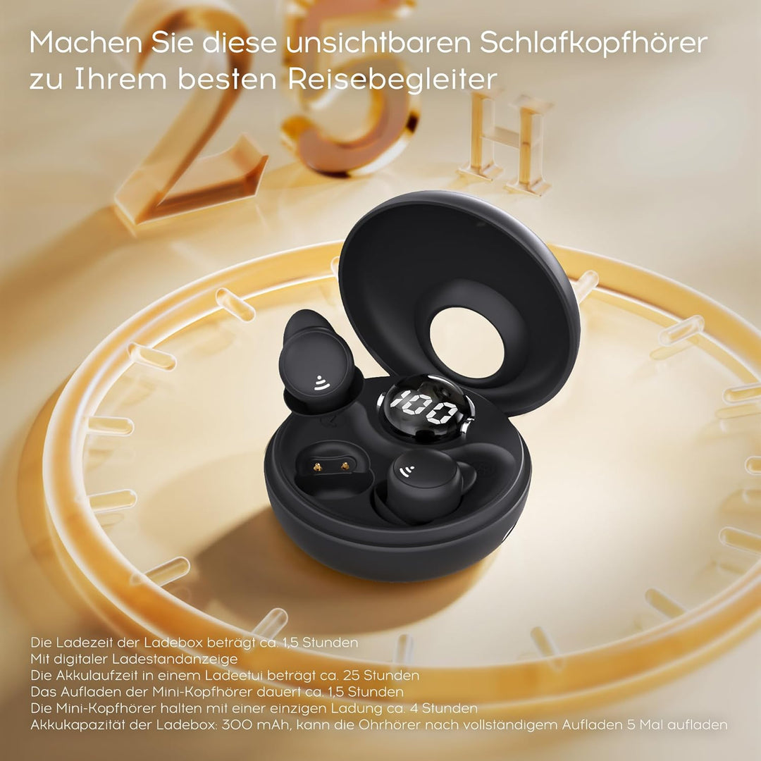 Schlafkopfhörer, Mini Kopfhörer zum Schlafen Kabellose Bluetooth 5.3 Flüssiges Silikon kopfhörer sch