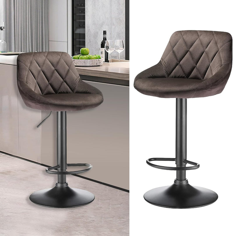 XUANYU 10er-Set Barhocker aus Samt Höhenverstellbare 63-83 cm Barstühle 360° Drehstuhl Küchenstühle