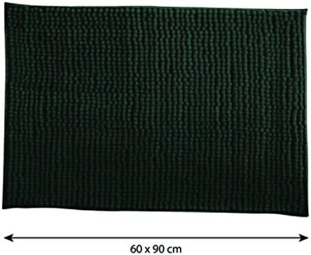 MSV Badteppich Badvorleger Duschvorleger Chenille Hochflor Badematte 60x90 cm – Dunkelgrün Dunkelgrü