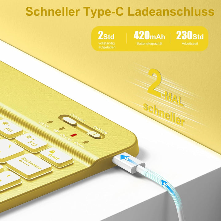 Vobafe Hülle mit Tastatur für iPad A16 11/10 Generation (2025/2022, 11/10.9 Zoll)- 7 Farben Beleucht