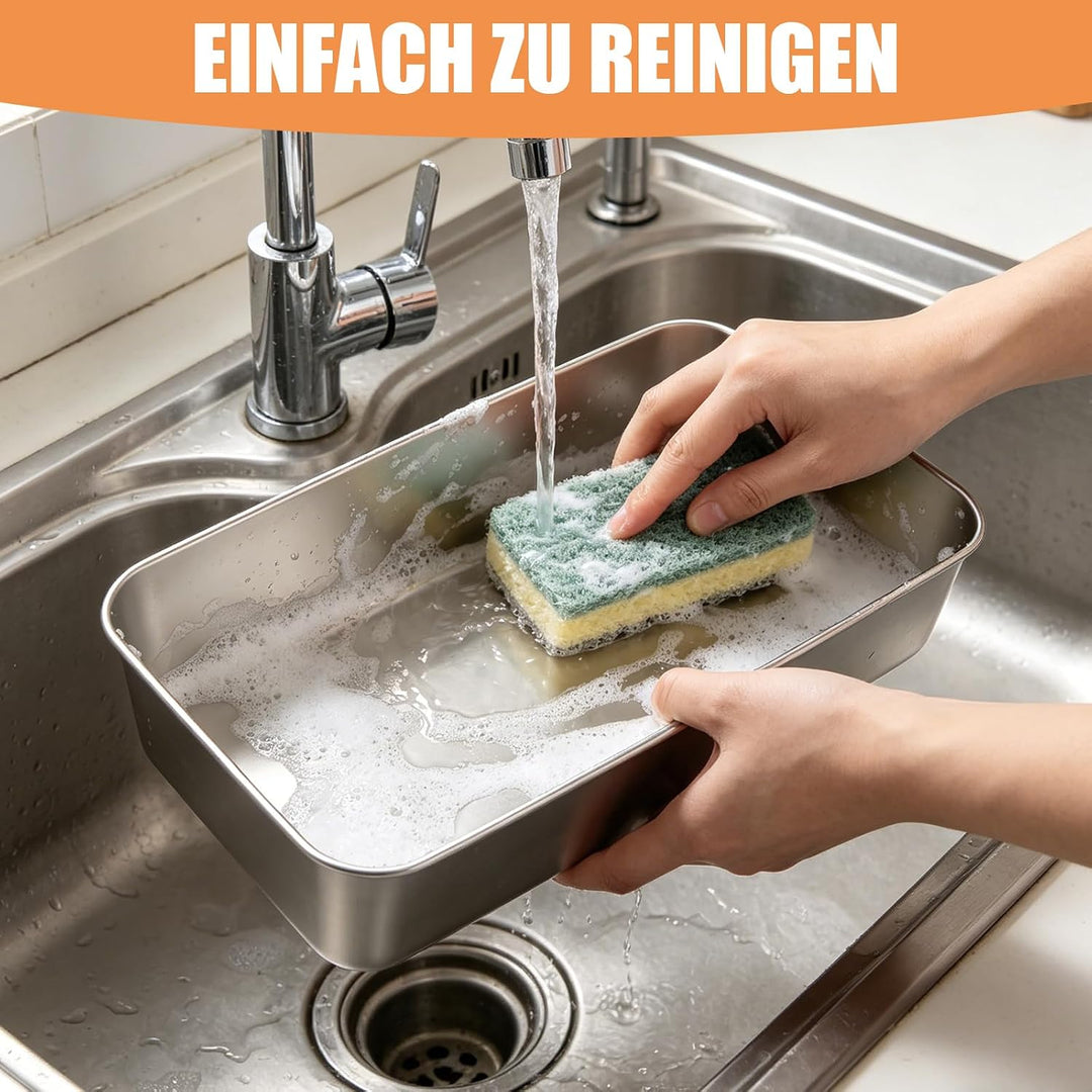 3 Stück Edelstahl Brotbackform, 33x15x6cm Brotbackform Kasten, Backform Rechteckig, Backformen, Kast