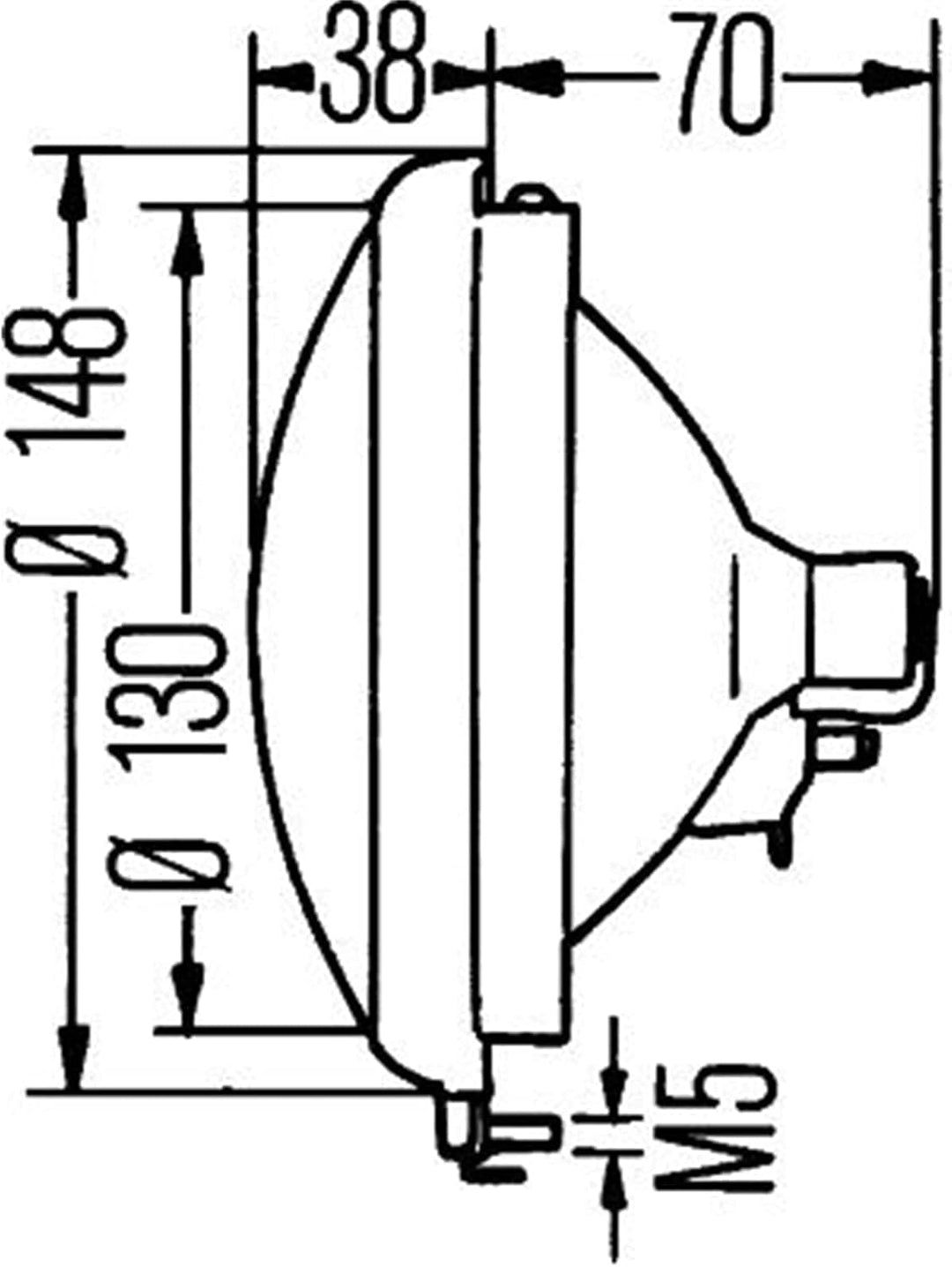 HELLA - symmetrisch-Scheinwerfereinsatz, Hauptscheinwerfer - 12V - rund - Referenzzahl: 12.5 - Einba