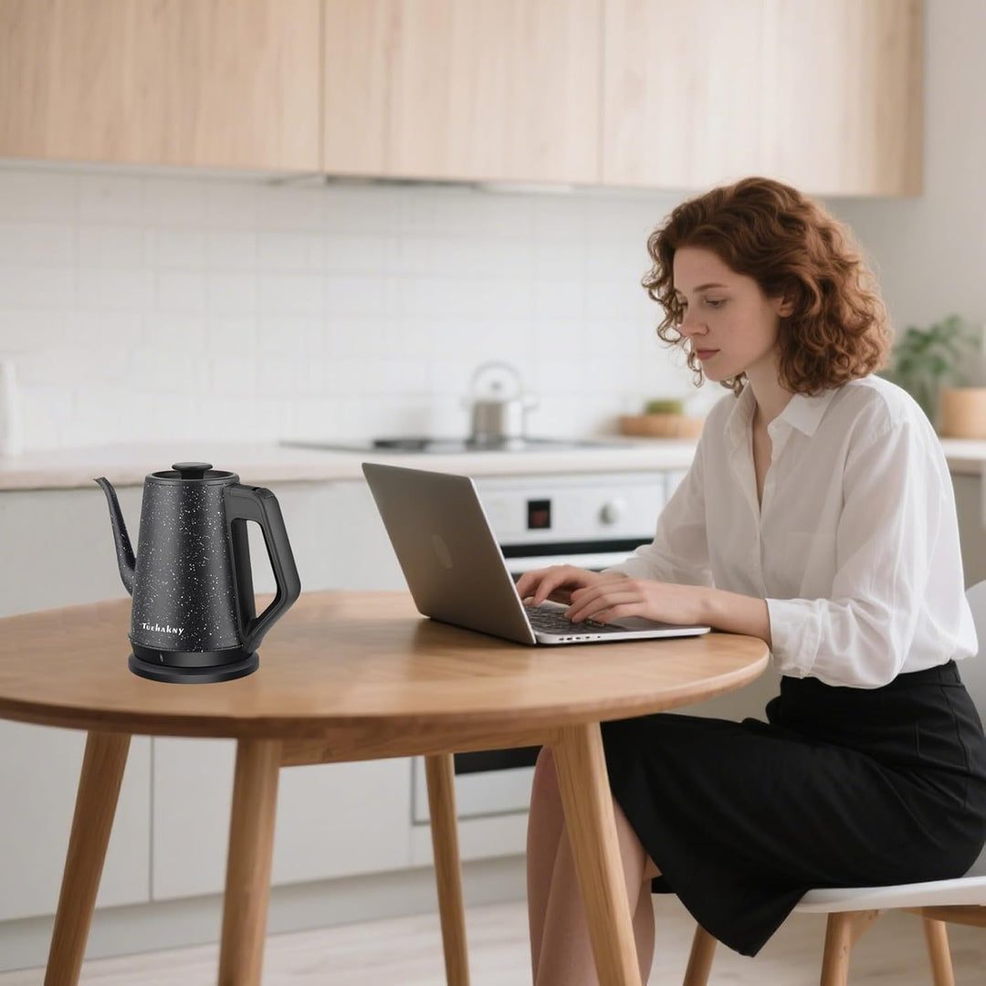 Schwanenhals Wasserkocher 1.0L, Kitchen Aid Wasserkocher 1000W, 100% Edelstahl Teekocher Elektrisch,