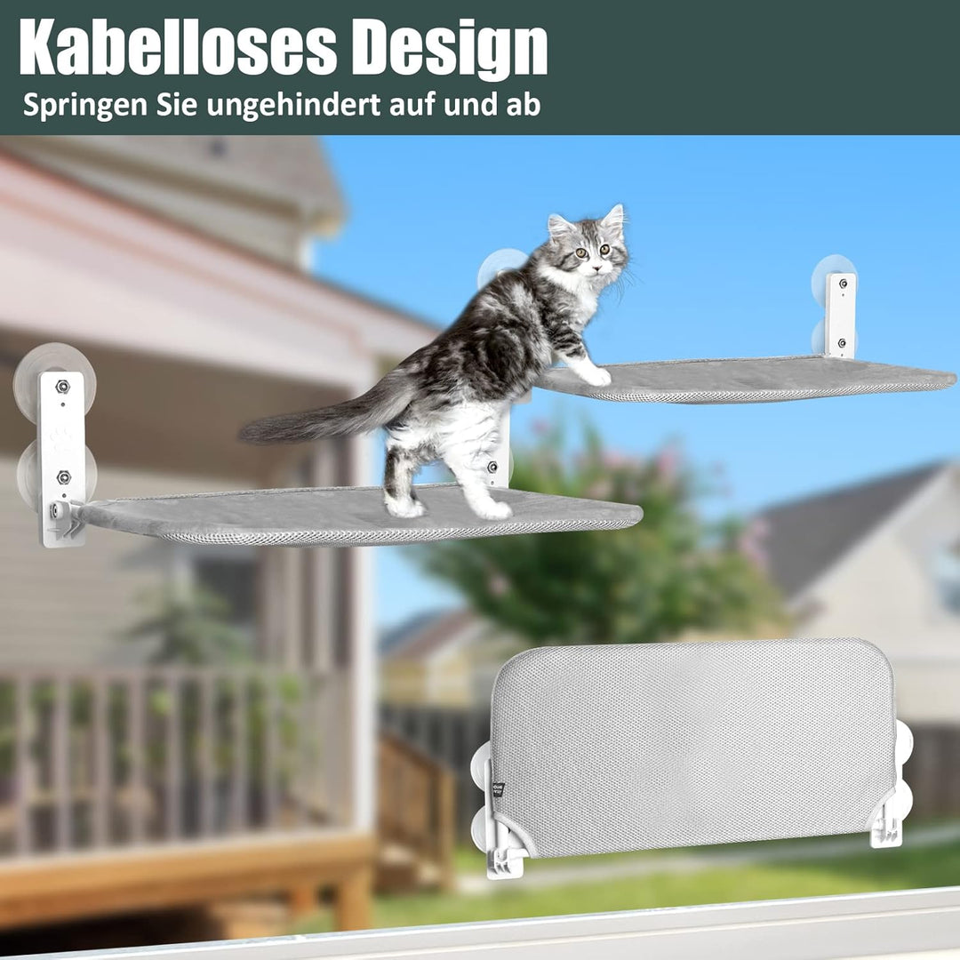 GUUSII HOME Fensterliege für Katzen Hängematte Fensterplätze Katzenbett Fenster Faltbare Katzenhänge