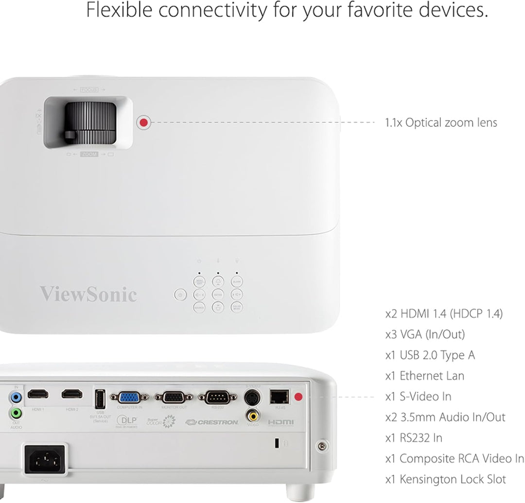Viewsonic PG706HD Business DLP Beamer Full-HD, 4.000 ANSI Lumen, HDMI, USB, 10 Watt Lautsprecher, 1.