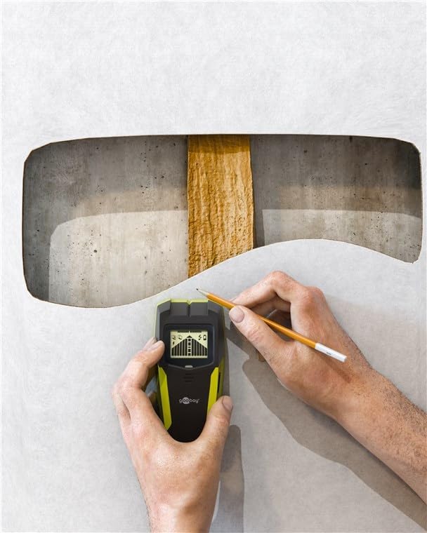 goobay Multidetektor für Holz, Metall & Stromleitungen 3-in-1 Leitungssucher mit LCD-Display, Audio-