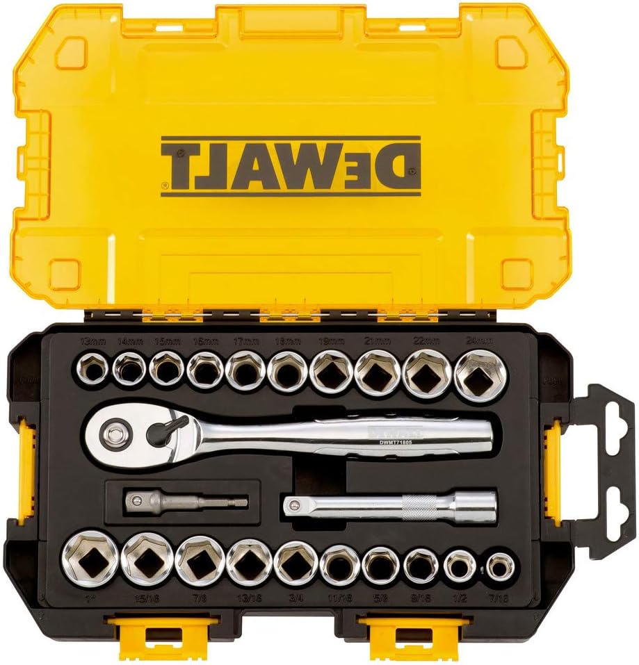 DEWALT Dwmt73813 Robustes Steckschlüssel-Set, 23-teilig, 1/2-Zoll-Vierkantantrieb