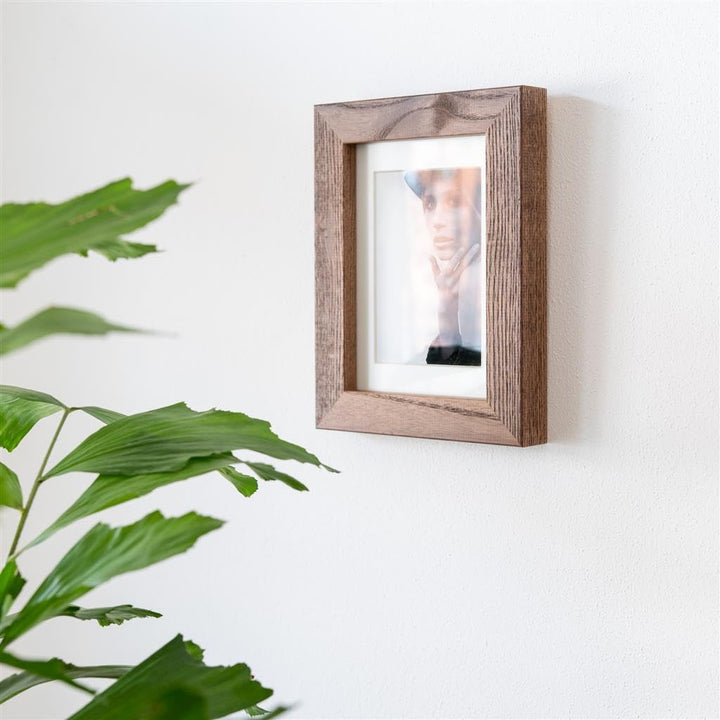 DÖRR Bilderrahmen Oakwood Block 13x18 dunkelbraun, Eiche-Massivholz, Echtglas, mit Passepartout, Hoc