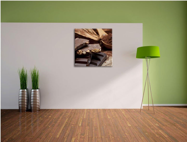Leckere Schokolade, Format: 70x70 auf Leinwand, XXL riesige Bilder fertig gerahmt mit Keilrahmen, Ku