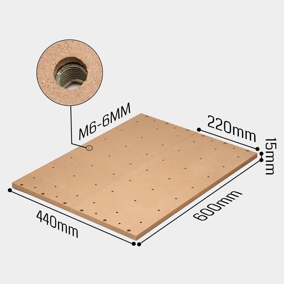 Genmitsu MDF Arbeitsplatte mit Gewindeeinsätzen für Genmitsu 4040-PRO CNC-Maschine, zweiteilig, Grös
