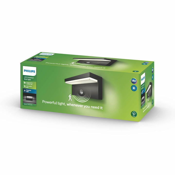 Philips myGarden Bustan LED Wandaussenleuchte, 9W, Anthrazit Anthrazit 4000 Kelvin Wandleuchte mit B