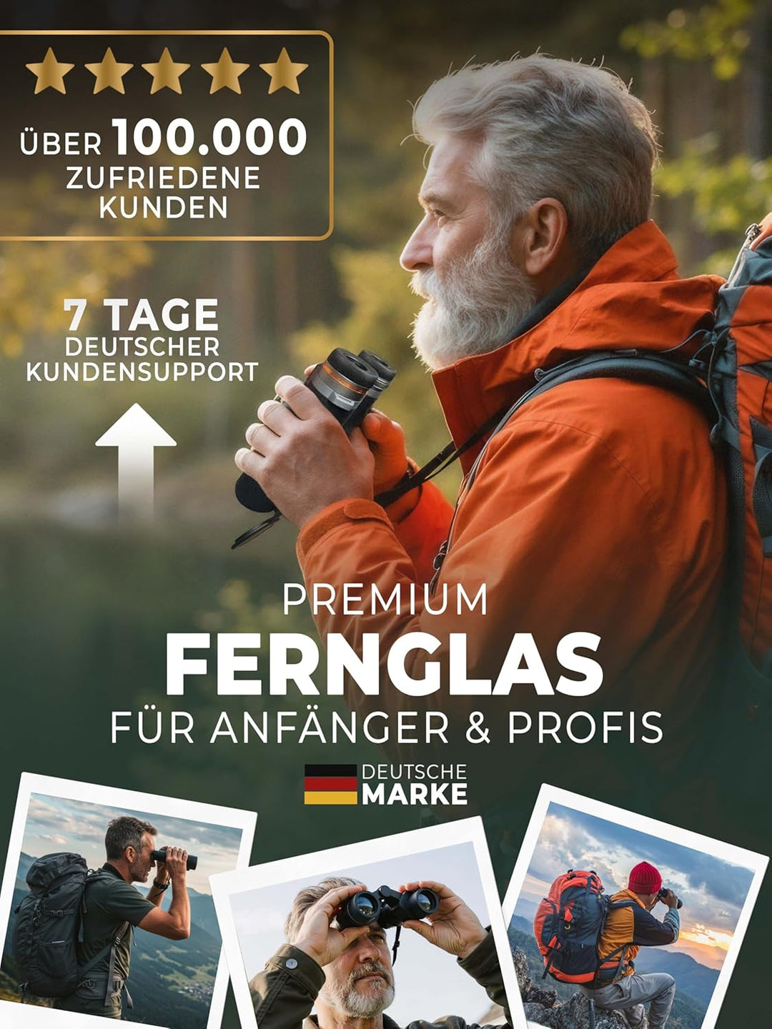 Fernglas 12x32 [TESTSIEGER], Wasserdicht nach IPX7, Nitrogengefüllt & stossfest, Fernglas für Erwach