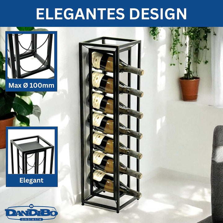 DanDiBo Weinregal Metall Schwarz Stehend Diamant 80 cm 96621 Flaschenregal Weinständer Flaschenhalte