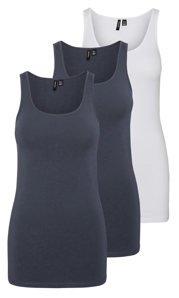 VERO MODA Damen VMMAXI My Soft Long Tank TOP GA 4 10265024 XS Blau/Weiss (2x Ombre Blue/ 1x Bright W