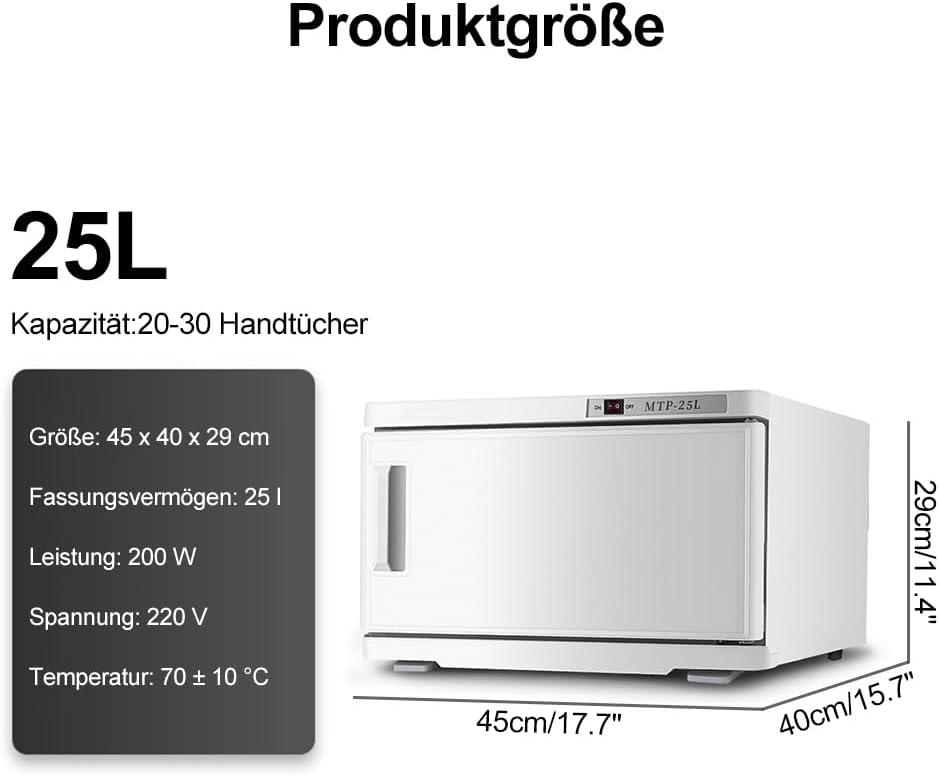 Zertylre 25L Handtuchwärmer Kompressen Towel Handtuch Wärmer,Handtuch Hot Cabinet mit UV-Lampe Platz