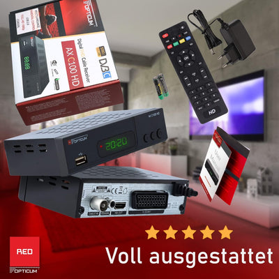 RED OPTICUM AX C100 HD Kabelreceiver mit PVR-Aufnahmefunktion I Digitaler Kabel-Receiver HD - EPG -