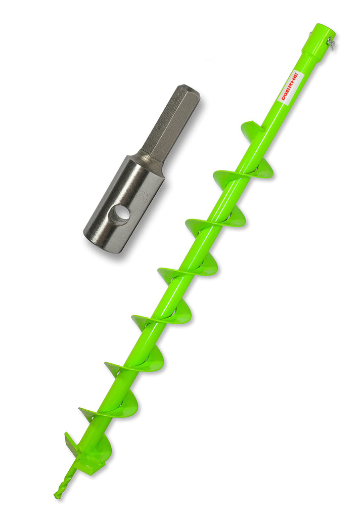 WERHE Profi Bohrer für Erdbohrer 80 mm Pfahlbohrer Brunnenbohrer präzise Bohrspitze Spiral eco Farbe