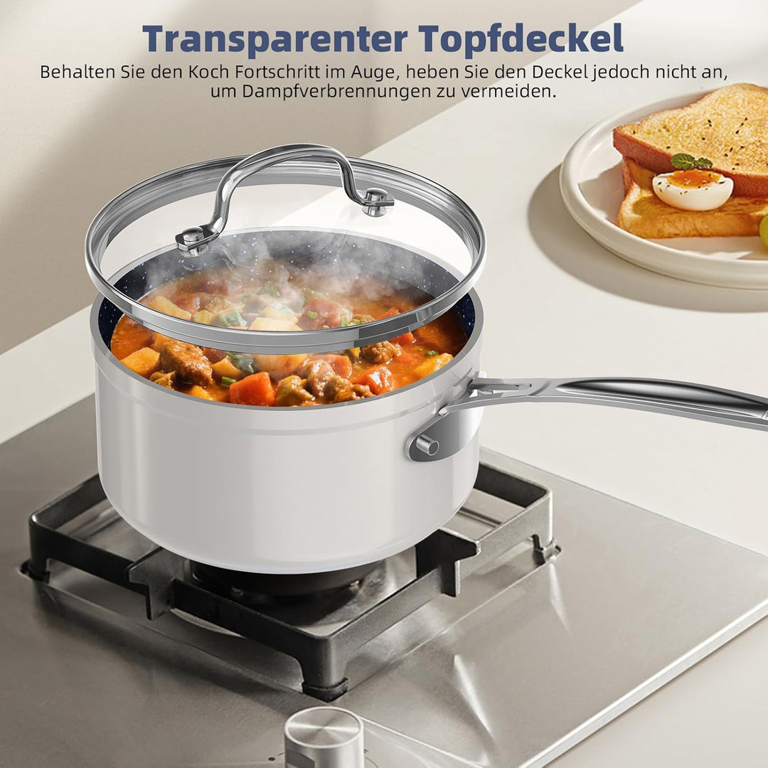 Nuwave Topfsets Pfannenset 12-Teilig Antihaft- Keramik von G10 Duralon Blue, Kochtöpfe mit Topfdecke