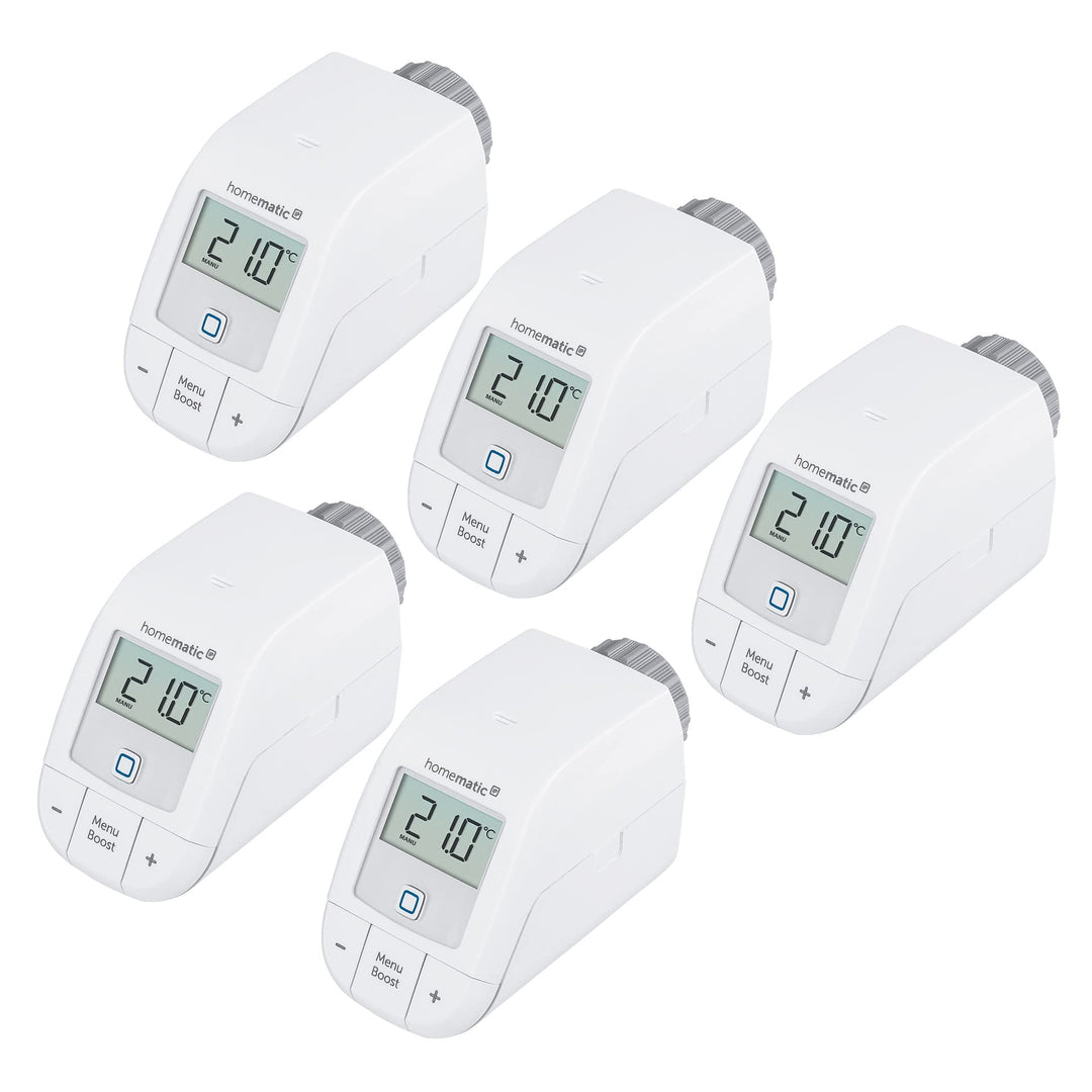 Homematic IP 5er Set Smart Home Heizkörperthermostat – basic, digitaler Thermostat Heizung, Steuerun