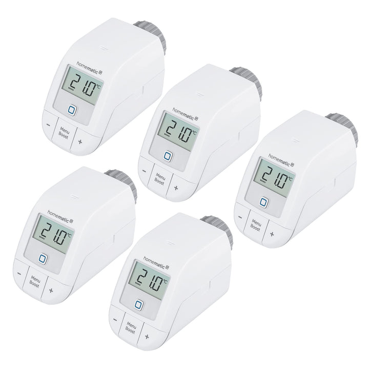Homematic IP 5er Set Smart Home Heizkörperthermostat – basic, digitaler Thermostat Heizung, Steuerun