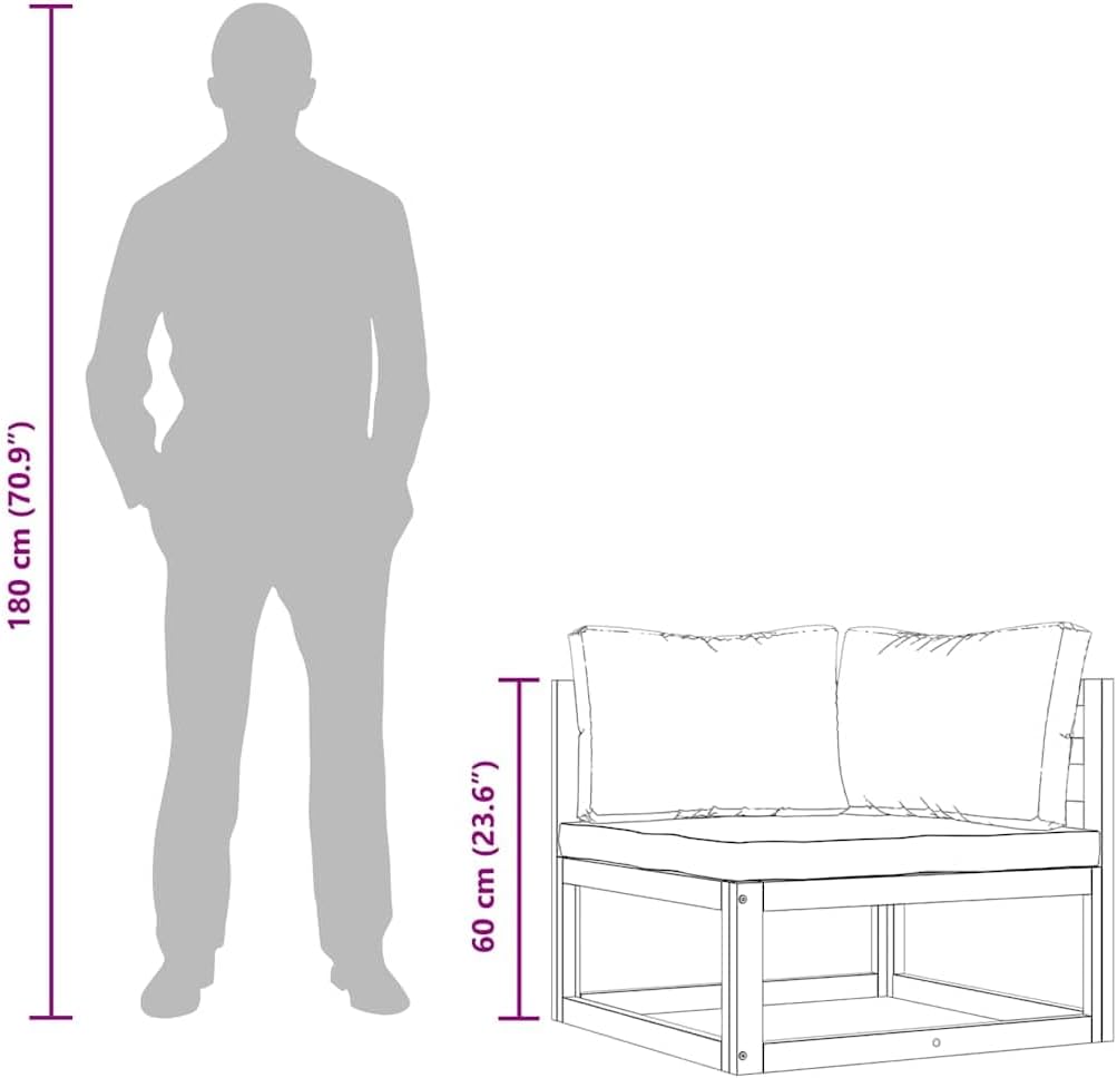 vidaXL Akazienholz Massiv Modular Ecksofa mit Dunkelgrauen Kissen Sofa Lounge Gartensofa Sessel Gart