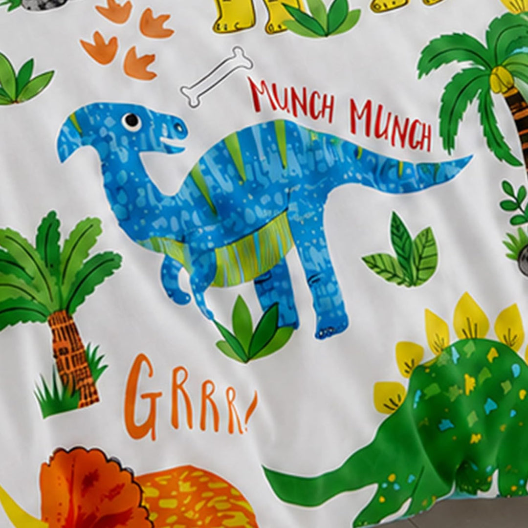 Happy Linen Company Mädchen/Jungen Bettwäsche-Set - mit niedlichen Dinosauriern - wendbar - für Klei