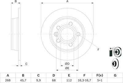 Bosch BD352 Bremsscheiben - Hinterachse - ECE-R90 Zertifizierung - zwei Bremsscheiben pro Set