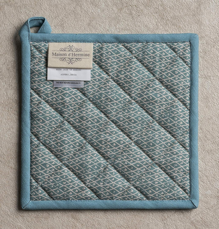 Maison d'Hermine Topflappen-Set, 100% Baumwolle, hitzebeständig, 20 cm x 20 cm, mit Schlaufe zum Gri