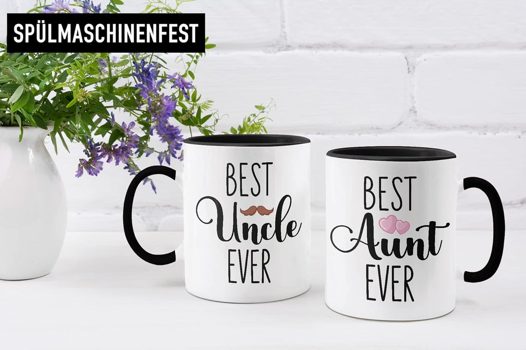 Trendation - Bester Onkel und Beste Tante Geschenk Set Tassen Geschenkidee für Tante und Onkel Gebur