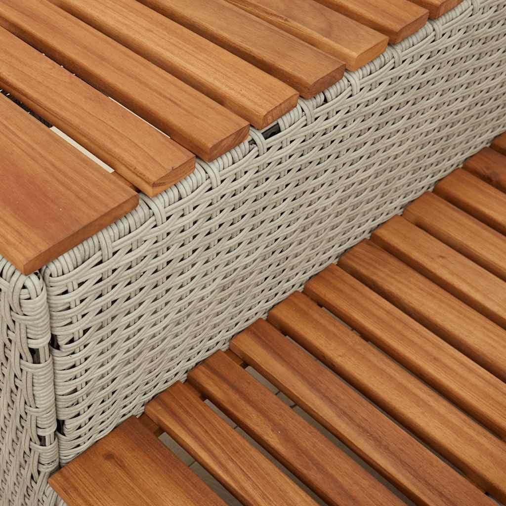 vidaXL Whirlpool-Stufen Hellgrau 100x50x50,5 cm Poly-Rattan und Akazie Hellgrau 100 x 50 x 50.5 cm,