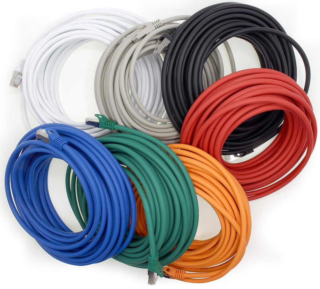 2,0m - 7 Farben - 7 Stück CAT.7 Computer Ethernet Kabel Netzwerkkabel (Rohkabel) Patchkabel S-FTP LS