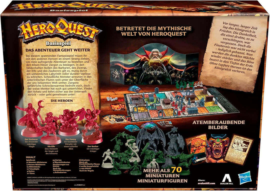 Avalon Hill HeroQuest Basisspiel, Dungeon Crawler Fantasie-Abenteuerspiel mit Miniaturen, ab 14 Jahr