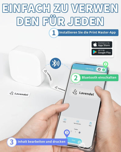 COLORWING Q30 Bluetooth Etikettendrucker, Beschriftungsgerät Selbstklebend Kompatibel Mit Ios Androi