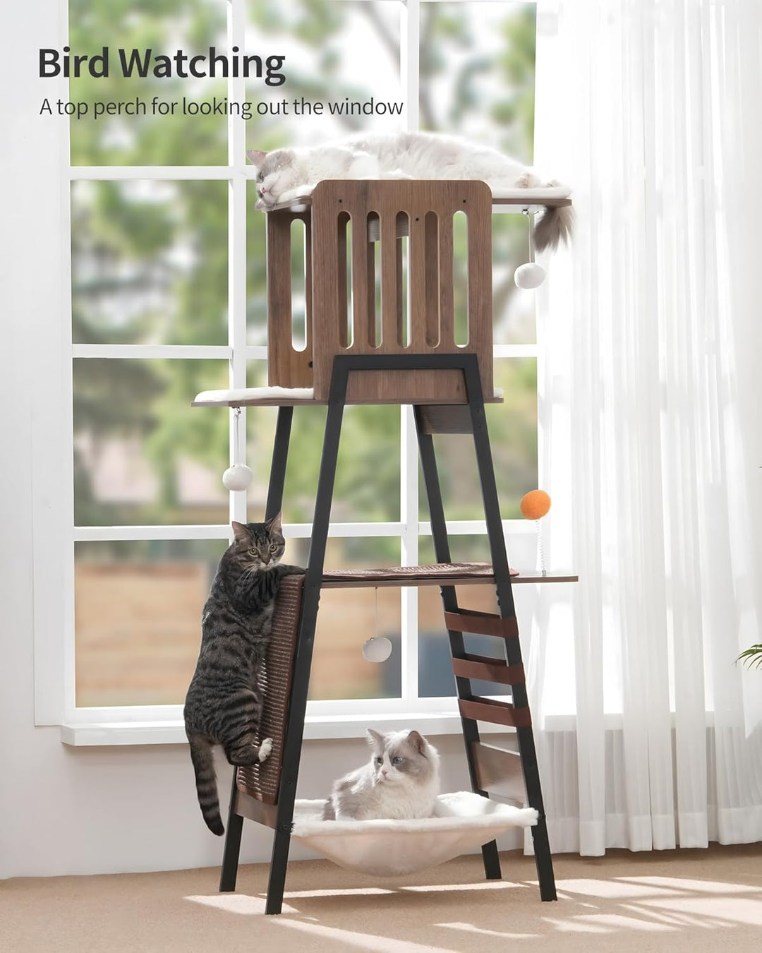 FourFurPets 147 cm Kratzbaum, Kratzbaum Grosse Katzen stabil, moderner katzenbaum für drinnen, hoher